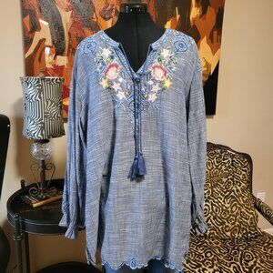 NWOT Kyla Seo Embroidered Tunic in Blue XXL